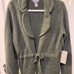 Kenar Olive Green Sweater with tie at waist
